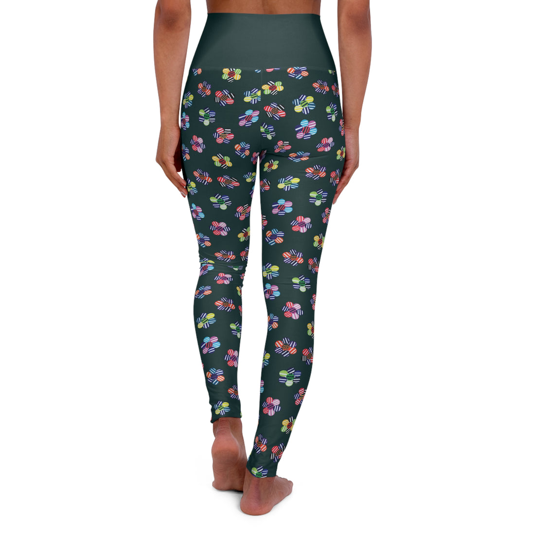 Bottle Green Candy Florals Yoga Leggings
