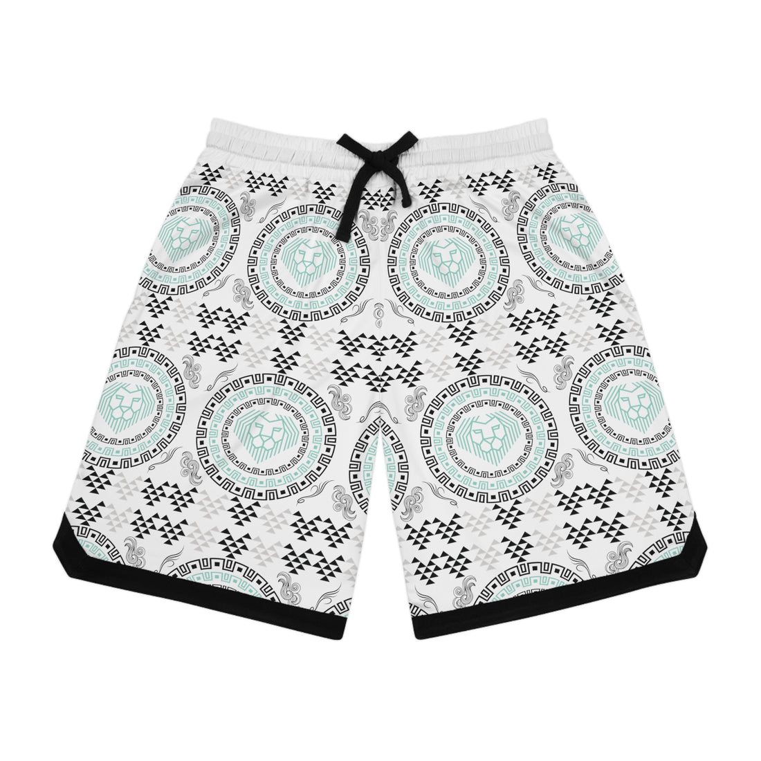 White Lion Head Basketball Rib Shorts (AOP)