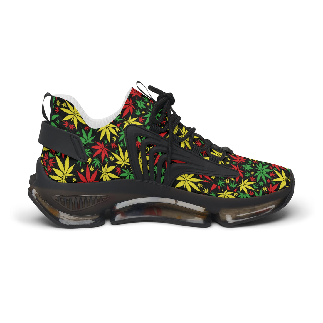 Black Tropical Rasta Toned Women's Mesh Knit Sneakers