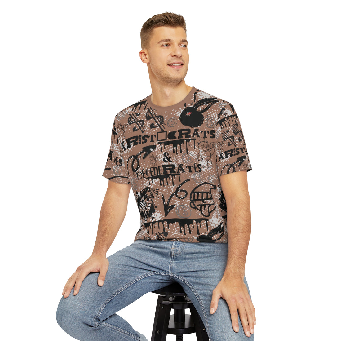 Mocha Mousse Graphic Polar Men's Polyester Tee (AOP)
