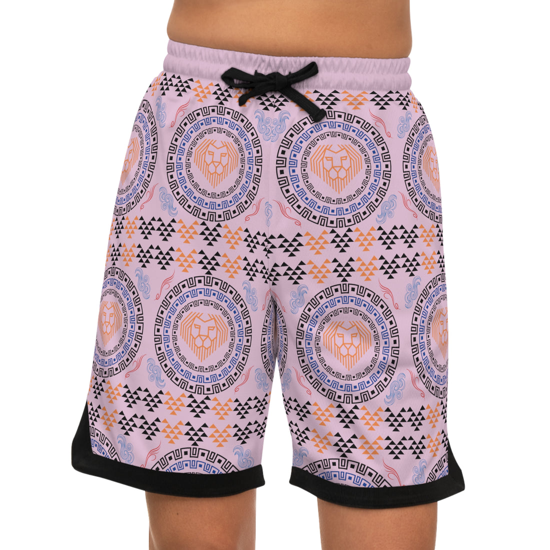 Lilac Lion Head Basketball Rib Shorts (AOP)