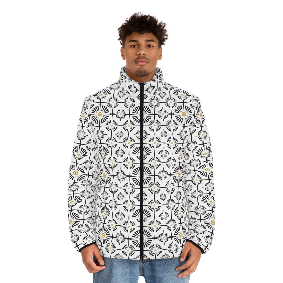 White Wheels & Spokes Men's Puffer Jacket