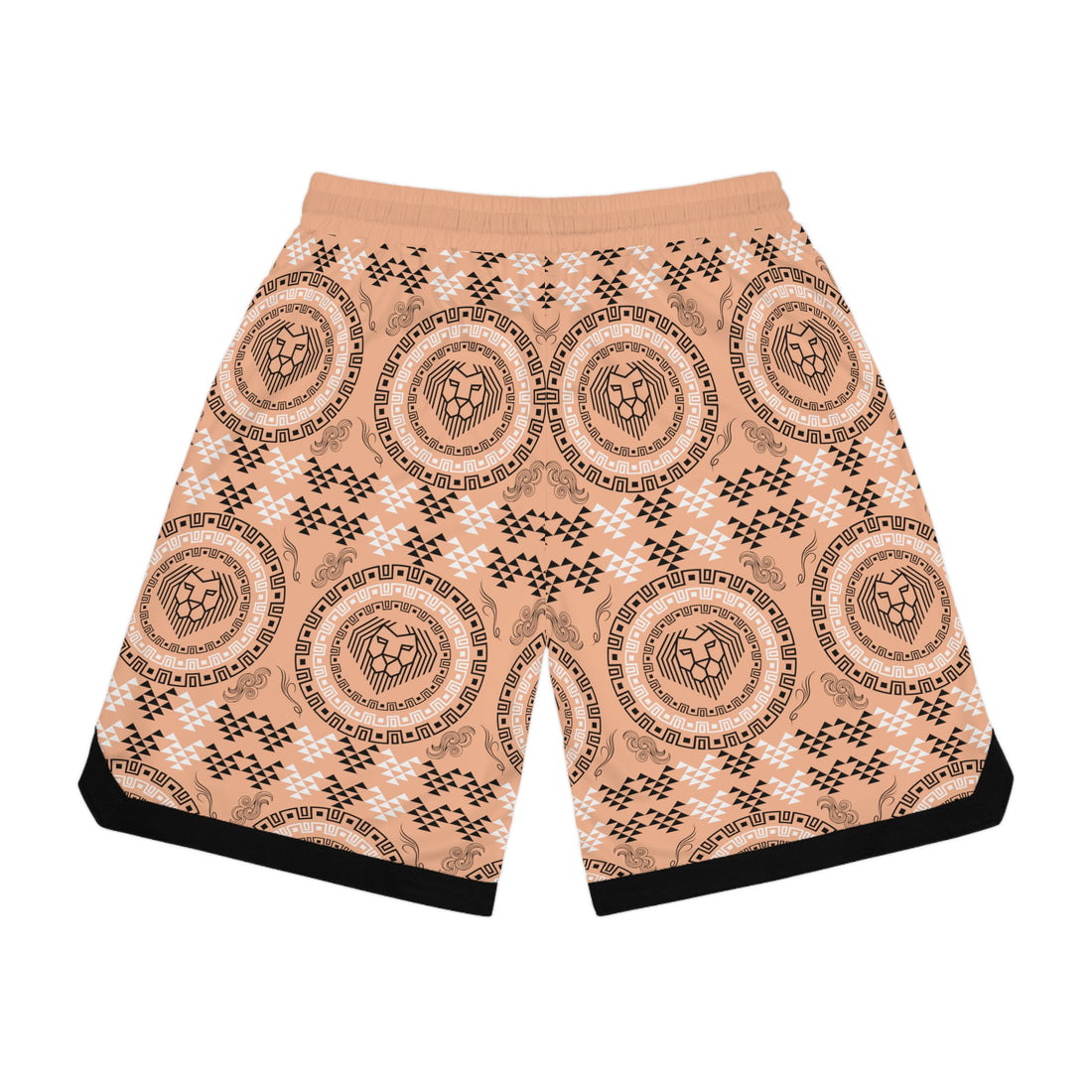 Peach Lion Head Basketball Rib Shorts (AOP)