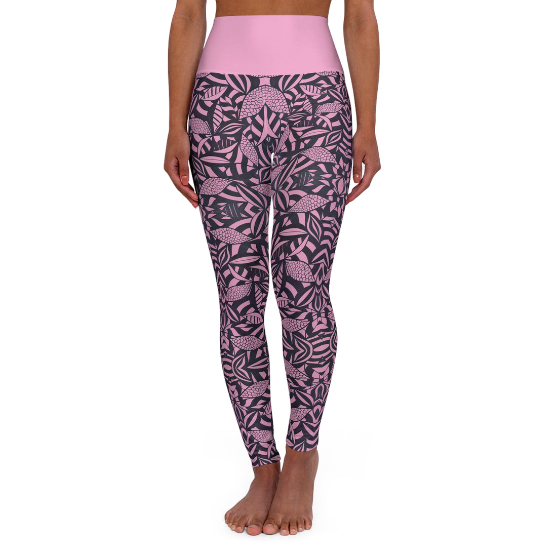 Muted Pink Tropical Minimalist Yoga Leggings