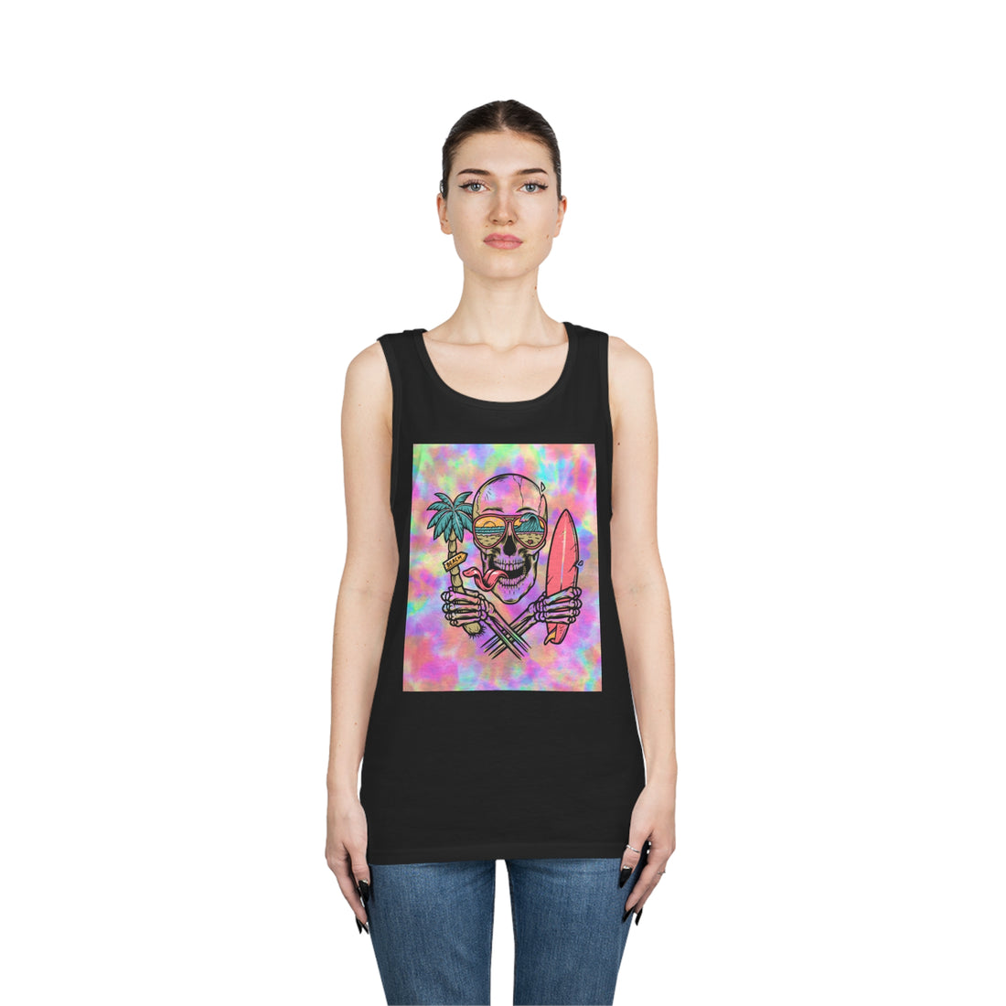 Tye Dye Skull Print Unisex Tank Top