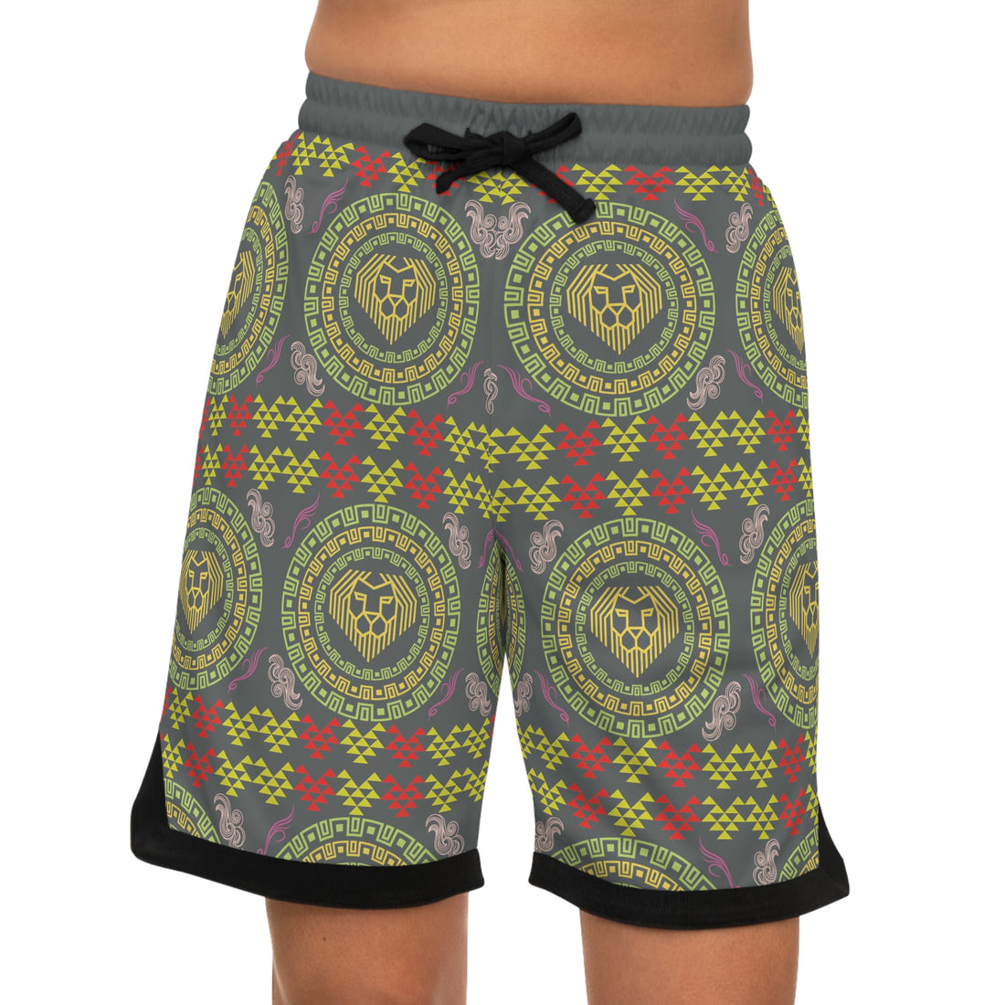 Ash Lion Head Basketball Rib Shorts (AOP)
