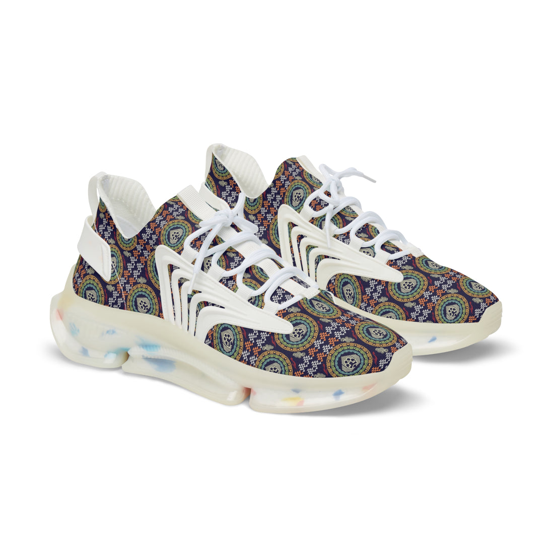 Ink Geo Lion Head Men's Mesh Knit Sneakers