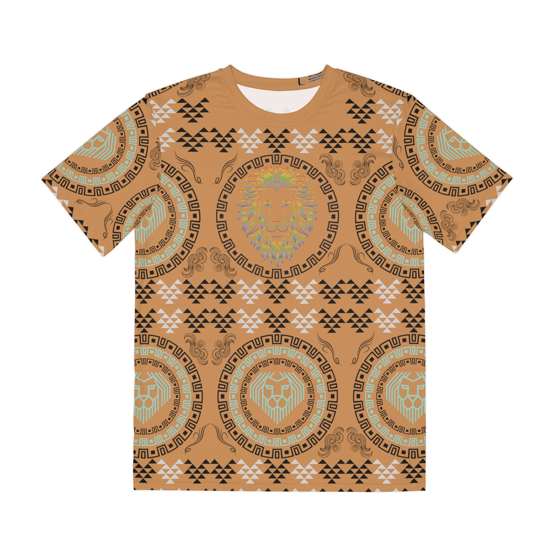 Mocha Geo Lion Head Polyester Tee (AOP)