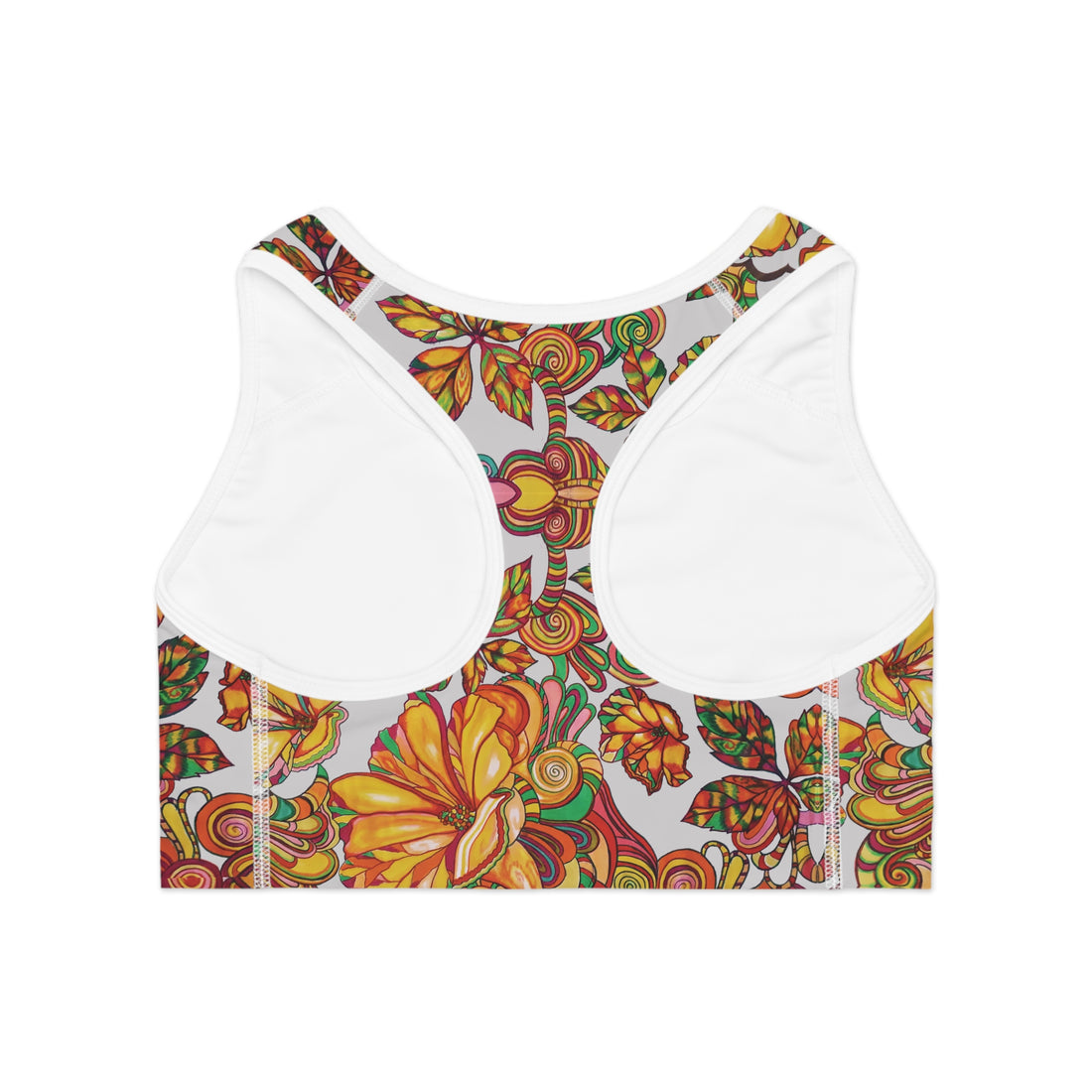 Slate Artsy Floral Racer Back (AOP) Sports Bra