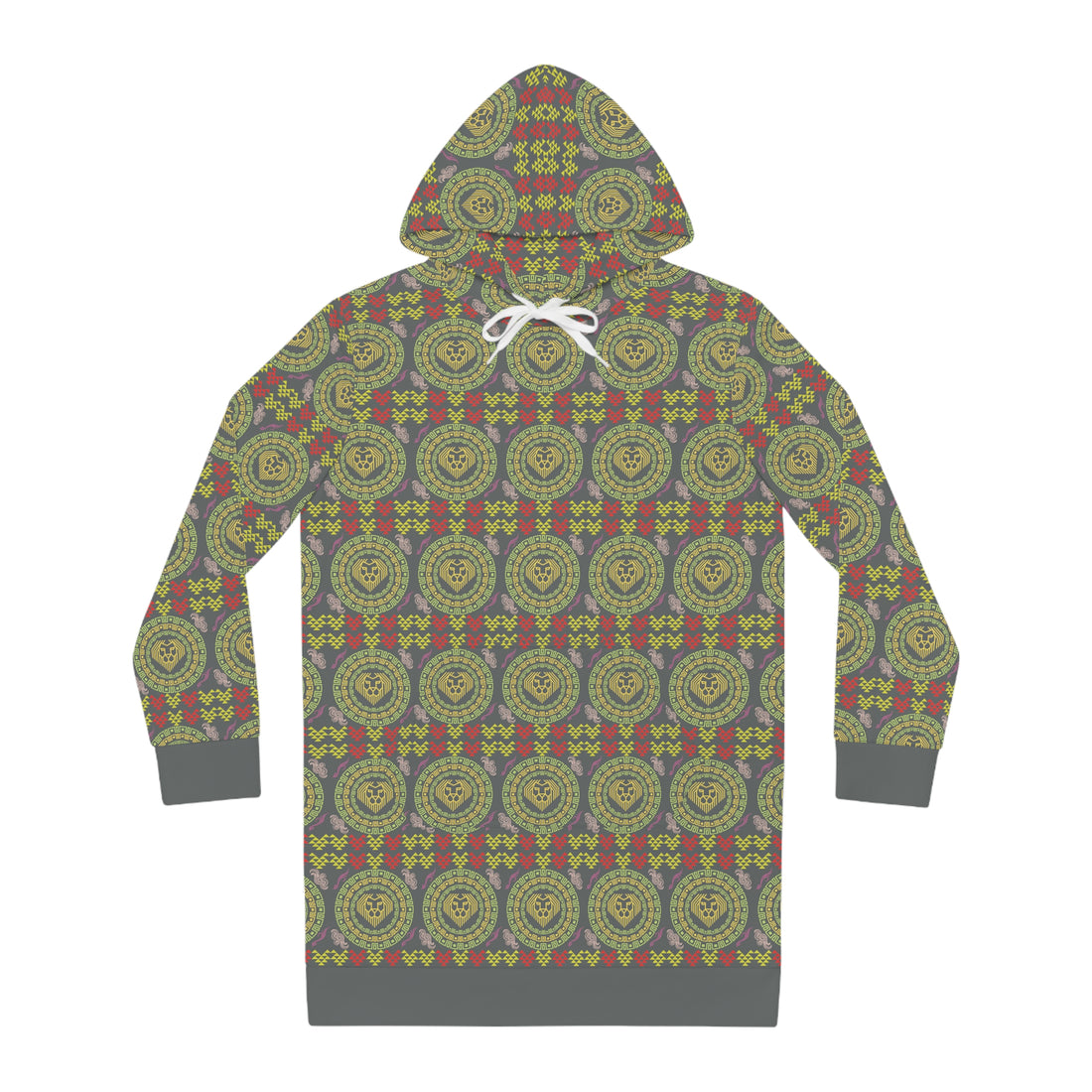 Ash Geo Lion Head Hoodie Dress (AOP)