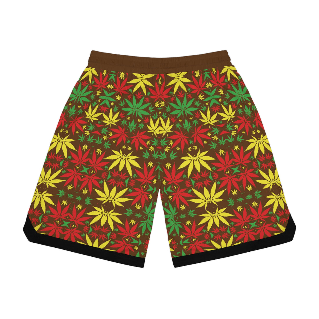 Brown Rasta Toned  Basketball Rib Shorts (AOP)