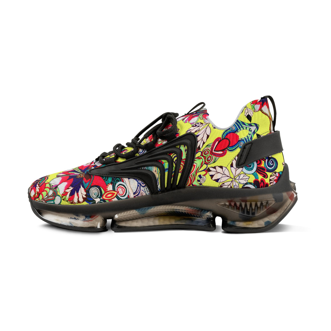 Canary Floral Pop OTT Men's Mesh Knit Sneakers