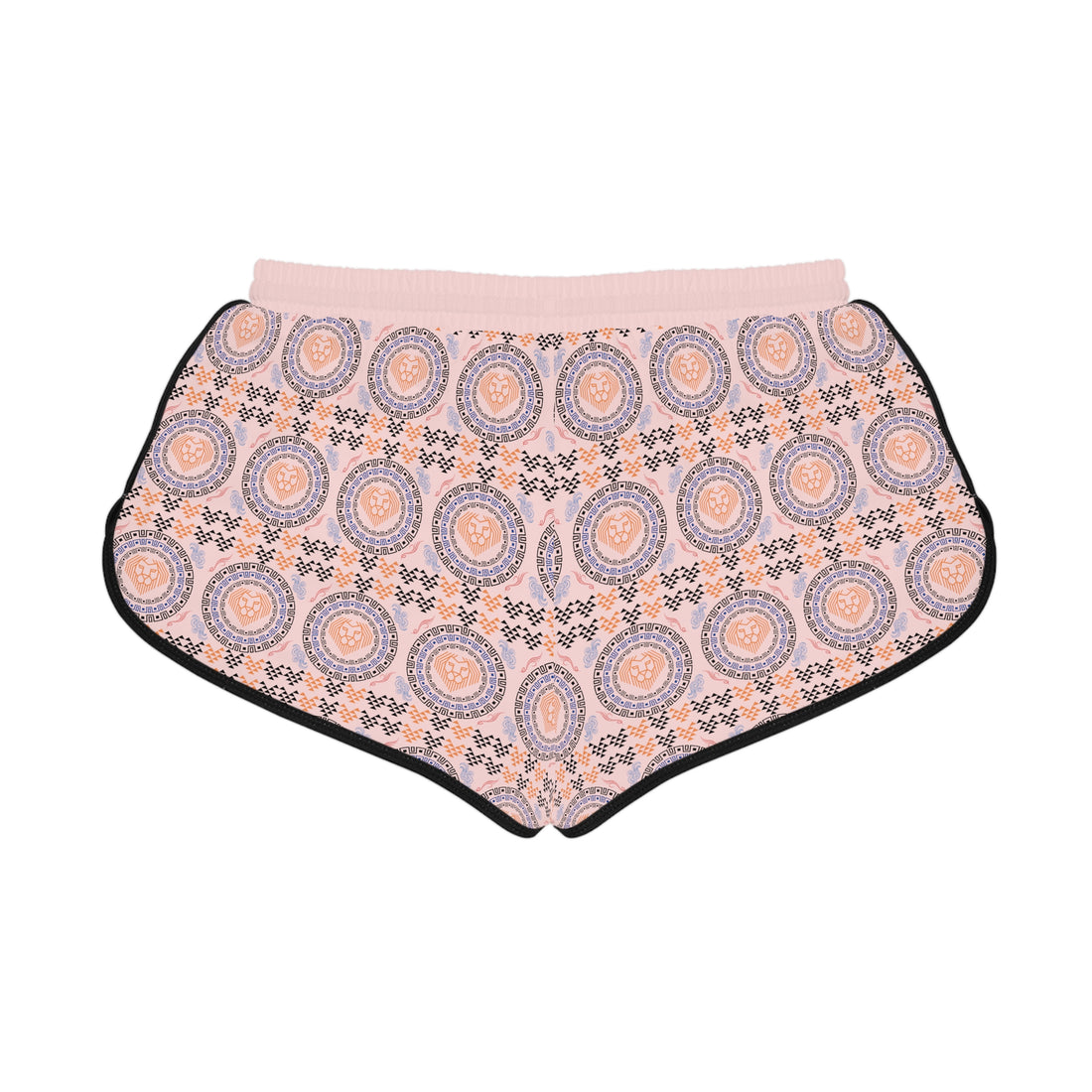 Pale Pink Geo Lion Head Relaxed Gym Shorts