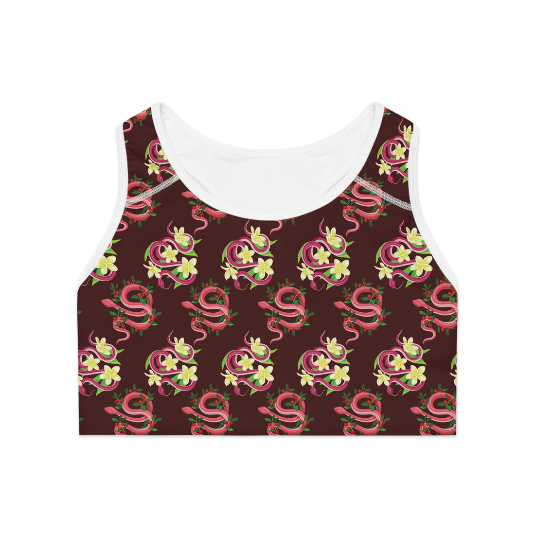 Marsala Snake Print (AOP) Racerback Sports Bra