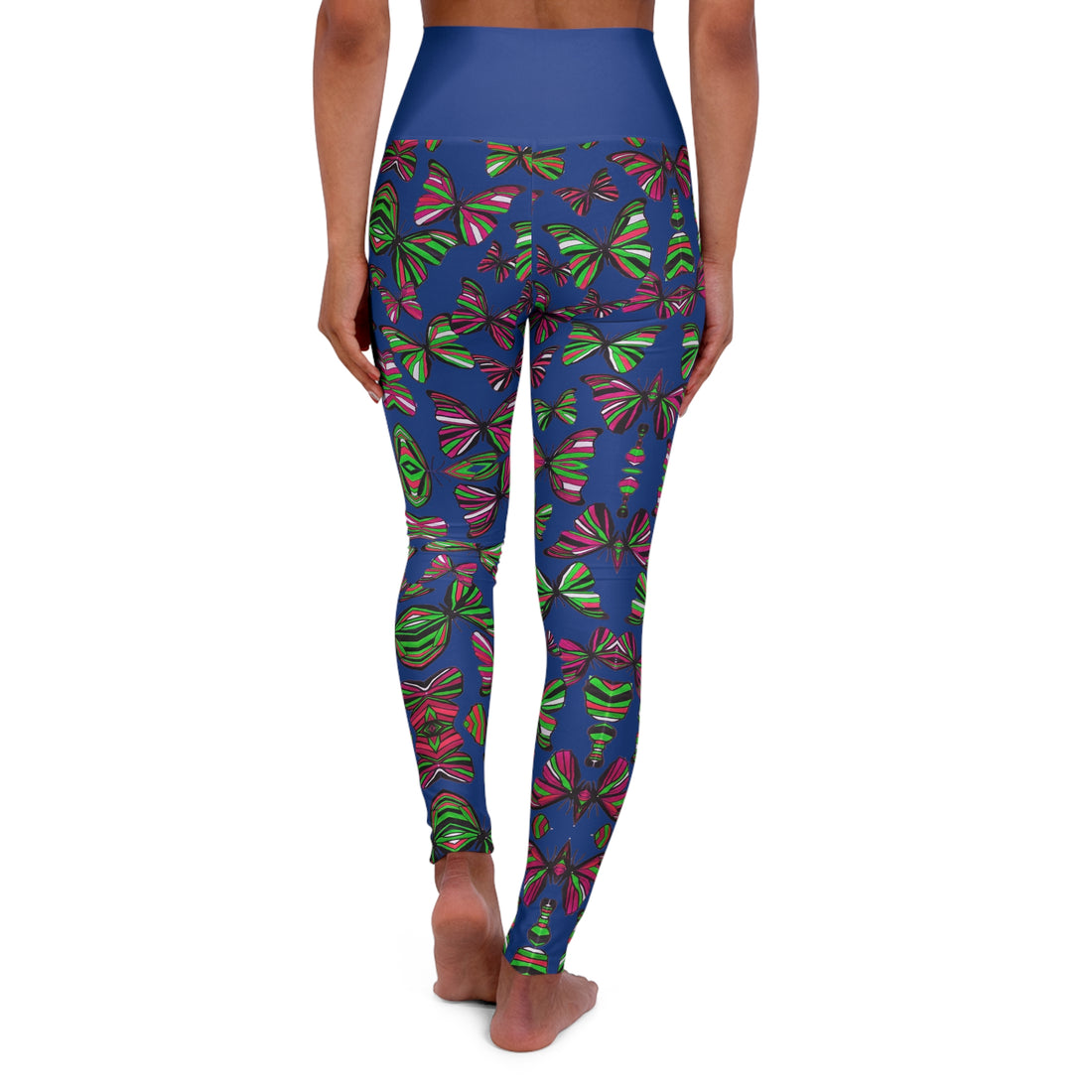 Royal Blue Butterfly Kaleidoscope Yoga Leggings