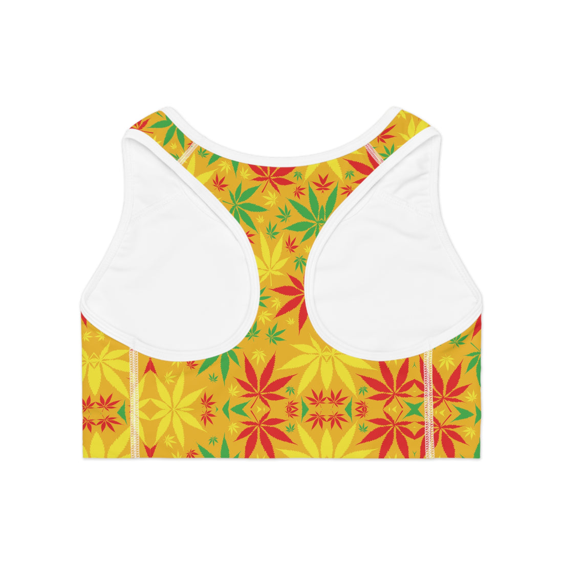 Yellow Tropical Rasta Toned Racer Back (AOP) Sports Bra