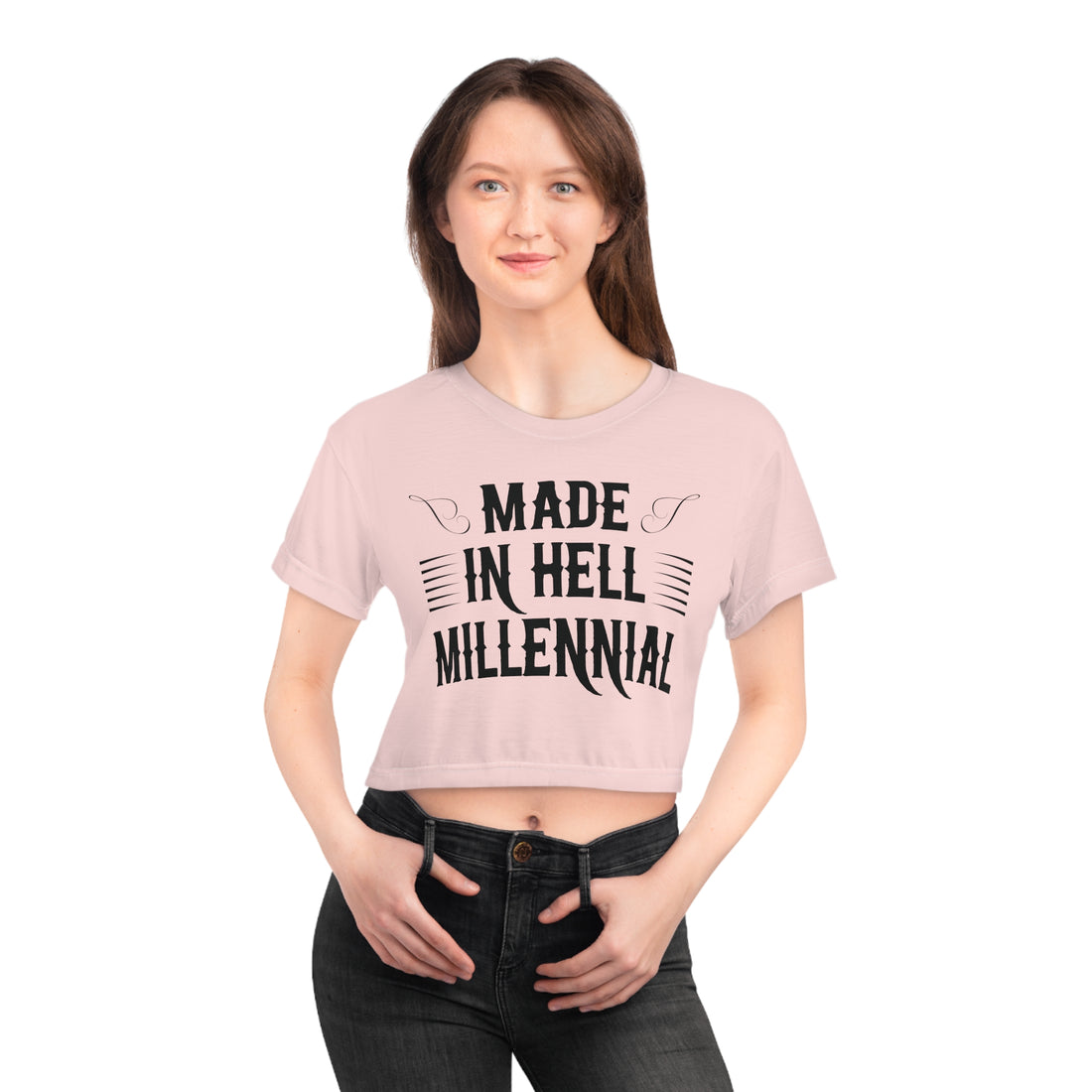 Pale Pink Millennial AOP Crop Tee