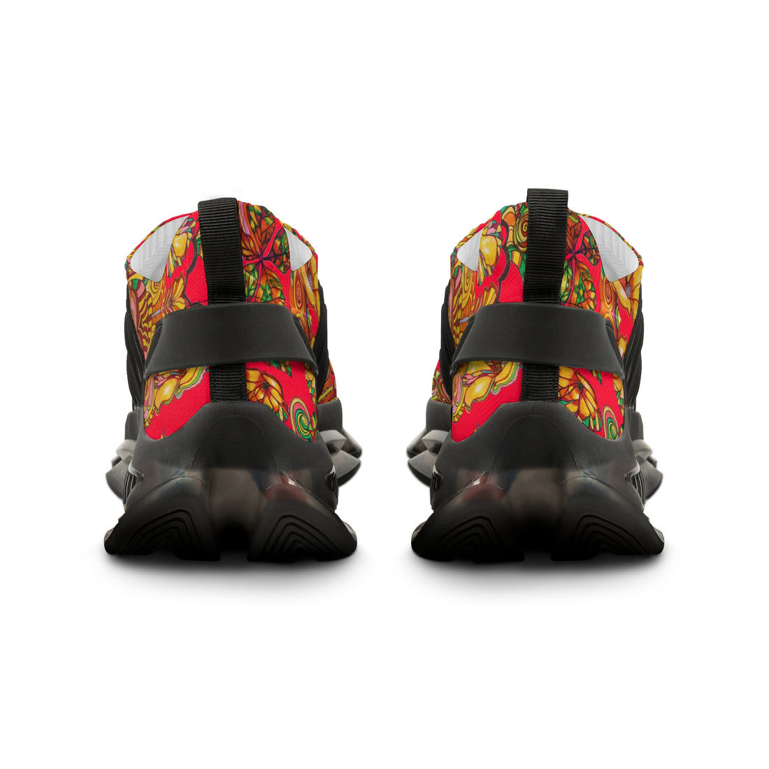 Red Artsy Floral OTT Men's Mesh Knit Sneakers