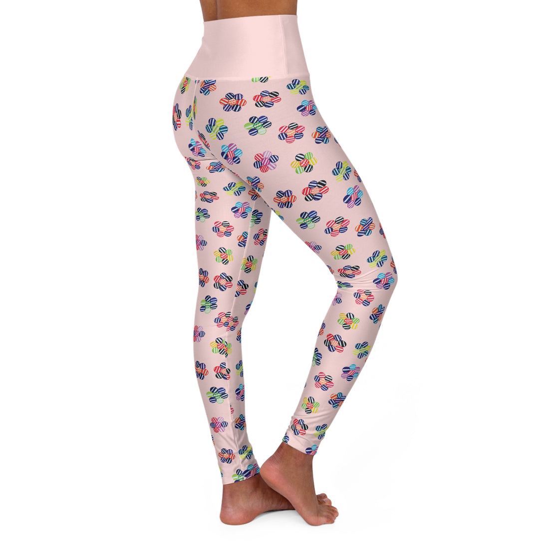 Pale Pink Candy Florals Yoga Leggings