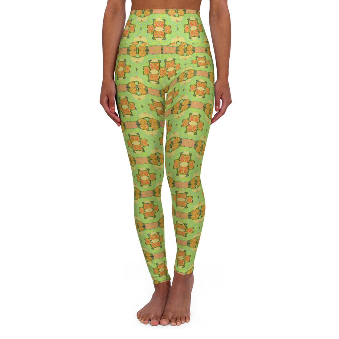 Lime Geometric Print Yoga Leggings