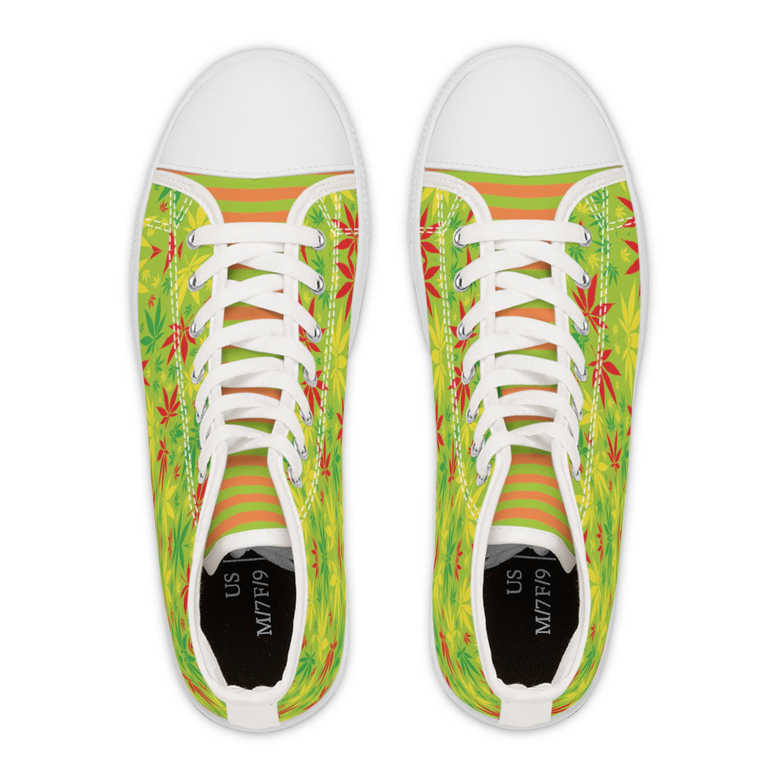 Green Tropical Rasta Toned Women's High Top Sneakers