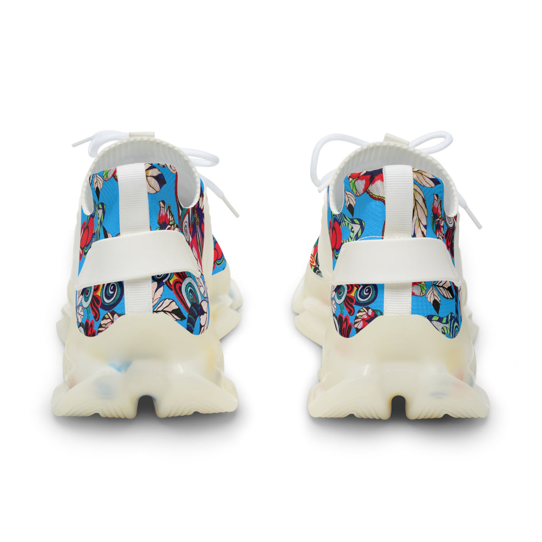 Aqua Floral Pop OTT Men's Mesh Knit Sneakers