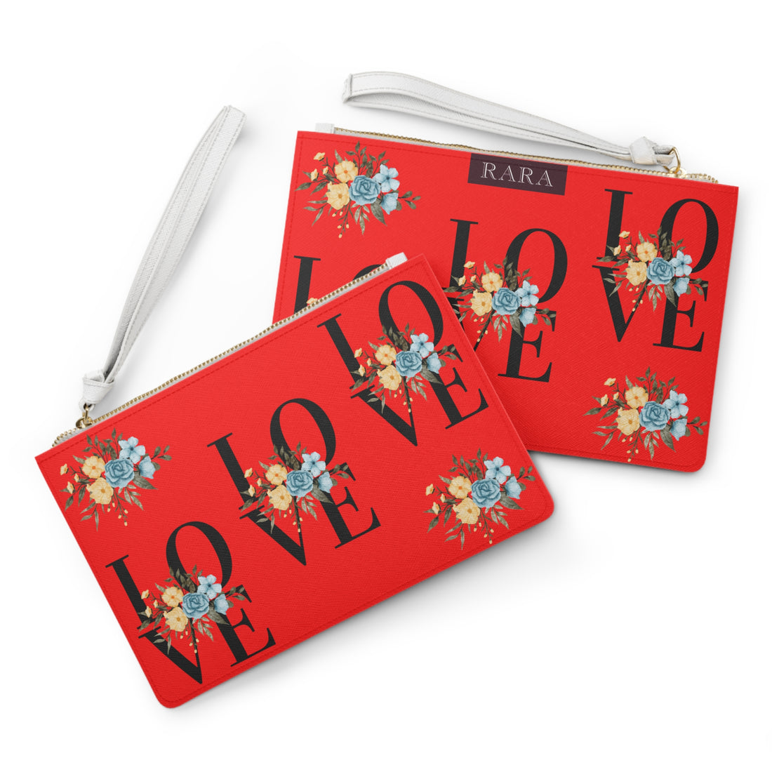 red love typography clutch bag for women