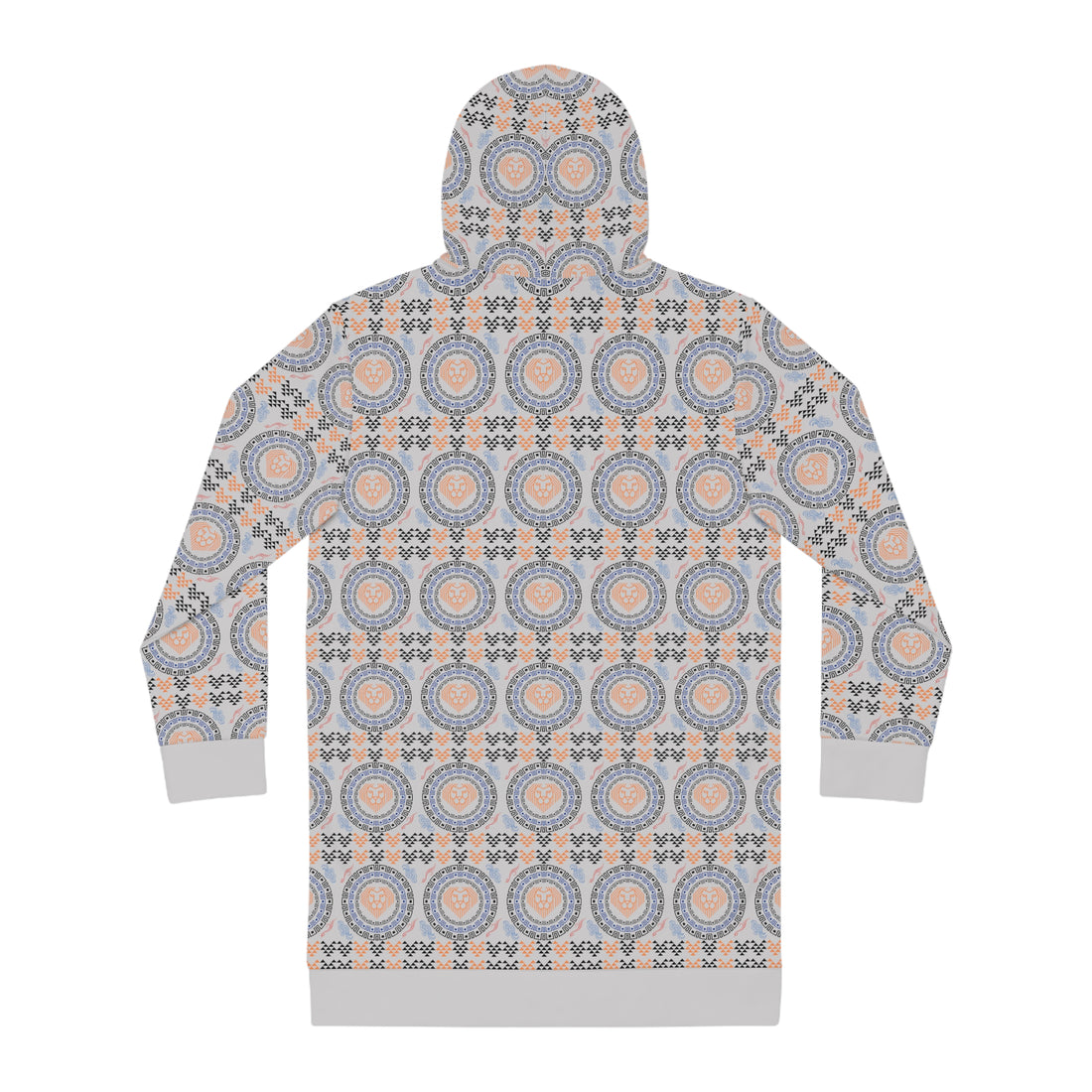Slate Geo Lion Head Hoodie Dress (AOP)