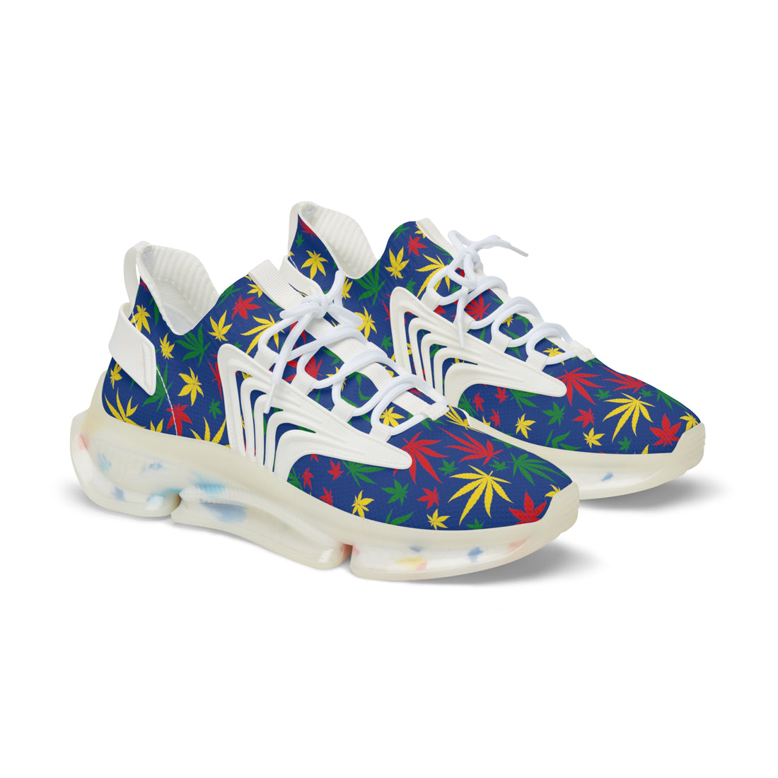Blue Tropical Rasta Toned Men's Mesh Knit Sneakers