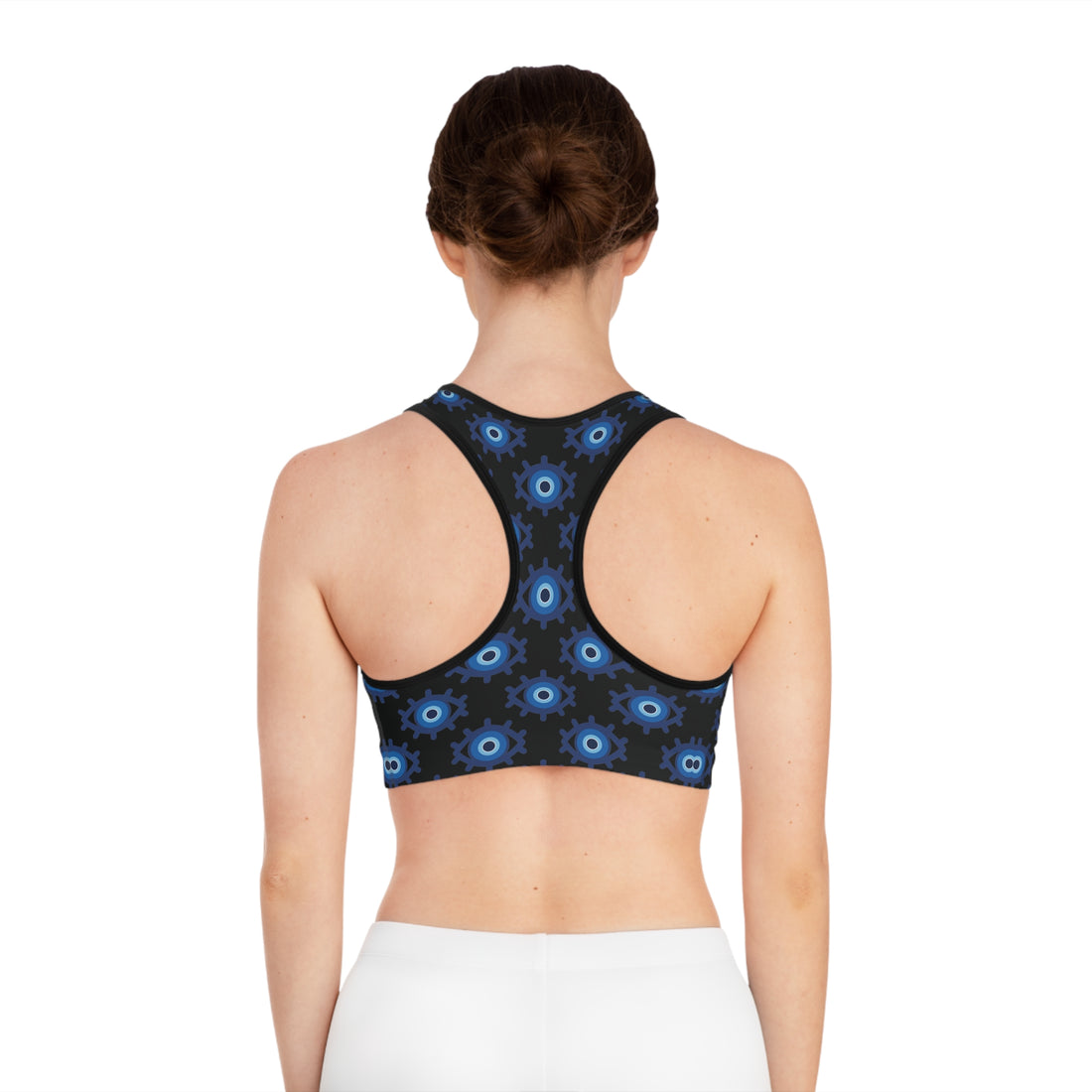 Black Evil Eye (AOP) Sports Bra