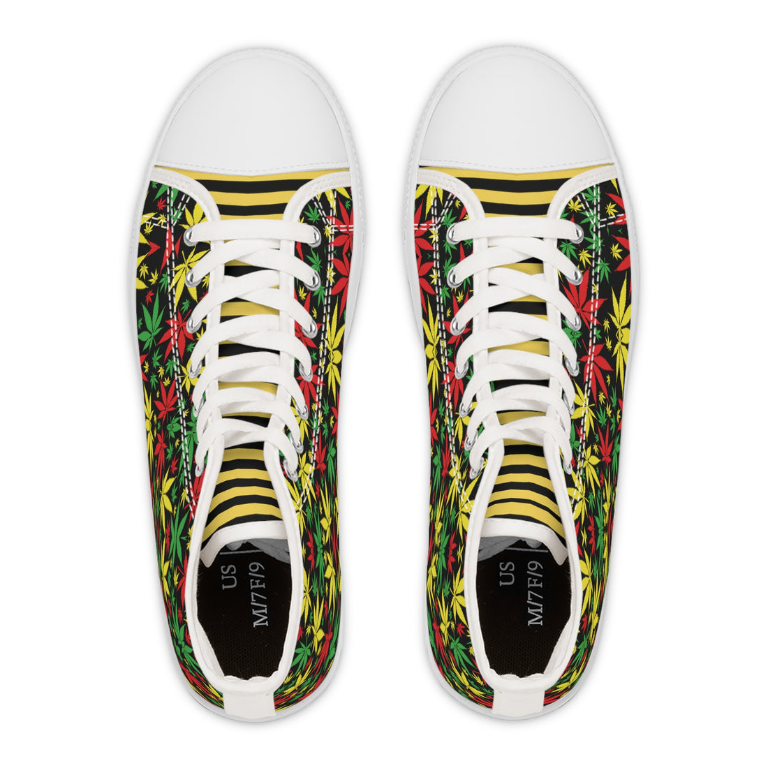 Black Tropical Rasta Toned Women's High Top Sneakers