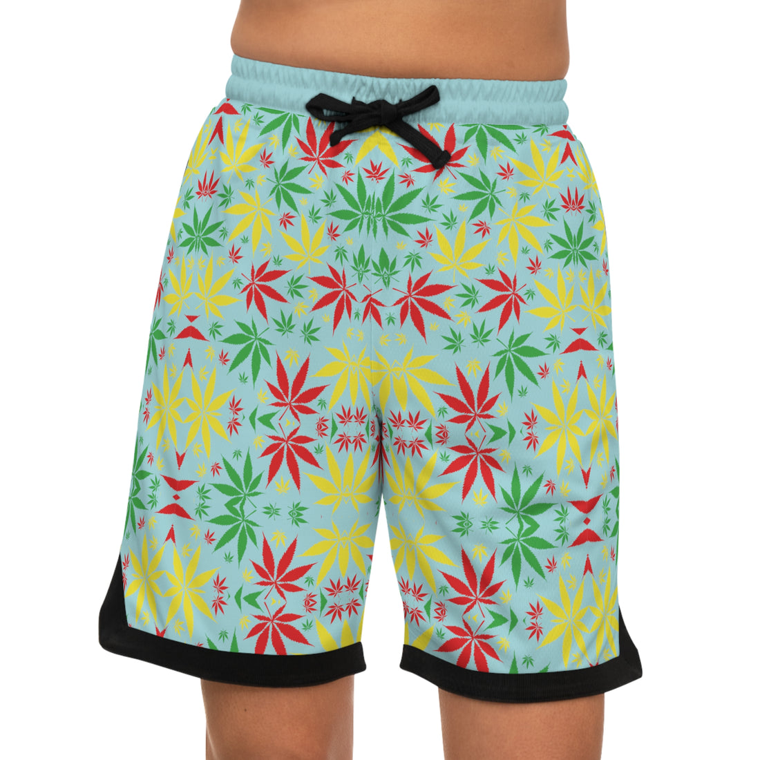 Icy Blue Rasta Toned  Basketball Rib Shorts (AOP)