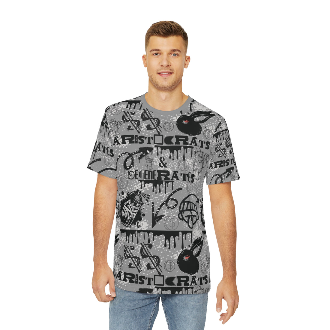 Grey Graphic Polar Men's Polyester Tee (AOP)