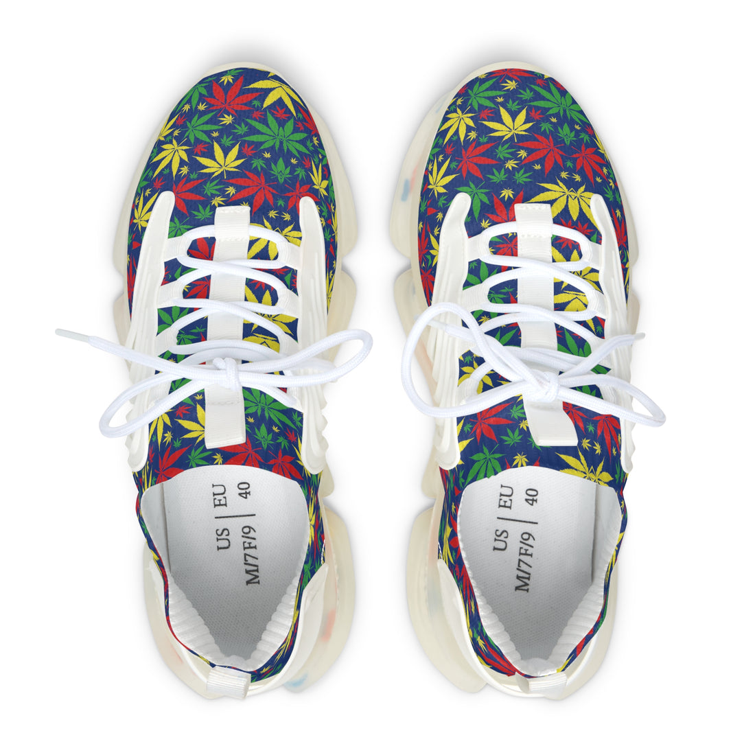 Blue Tropical Rasta Toned Women's Mesh Knit Sneakers