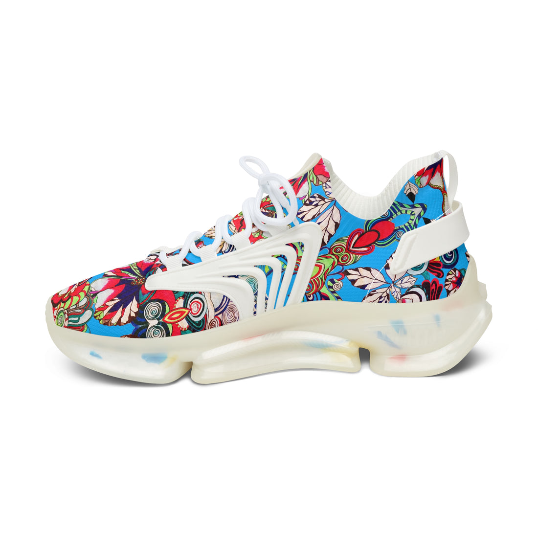 Aqua Floral Pop OTT Women's Mesh Knit Sneakers