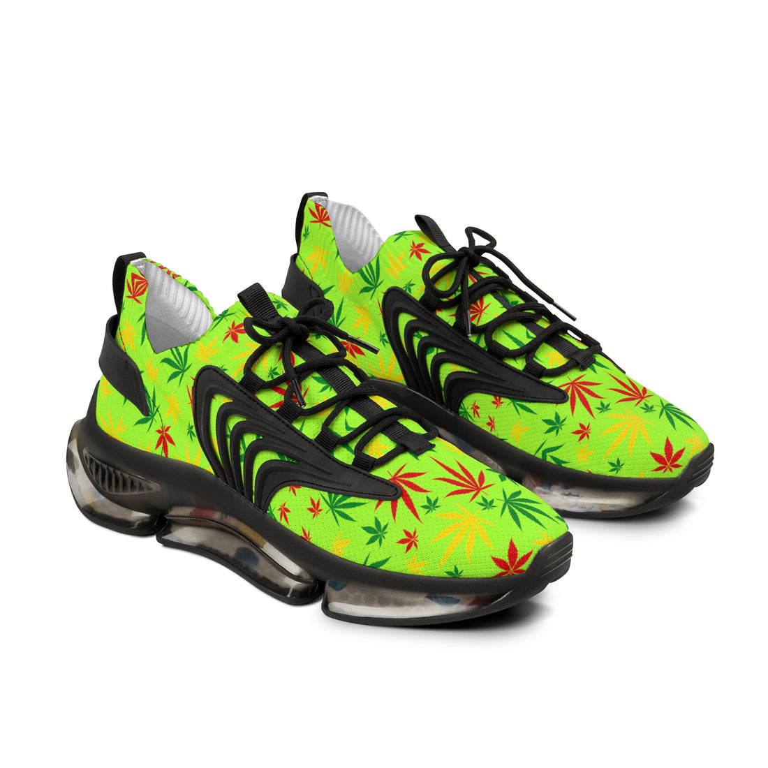 Lime Tropical Rasta Toned Men's Mesh Knit Sneakers
