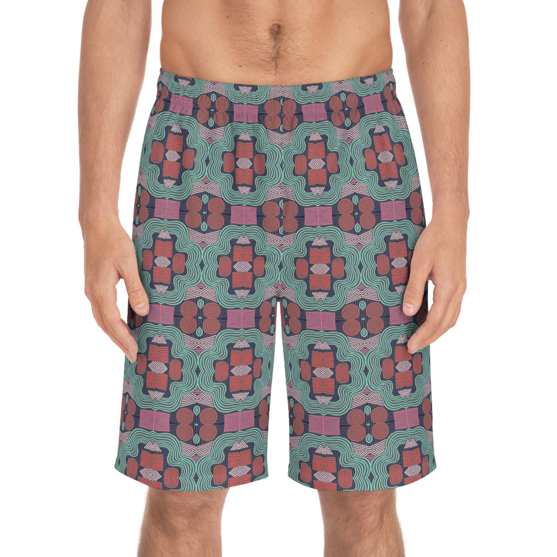 Ash Geometric Print Men's Board Shorts (AOP)