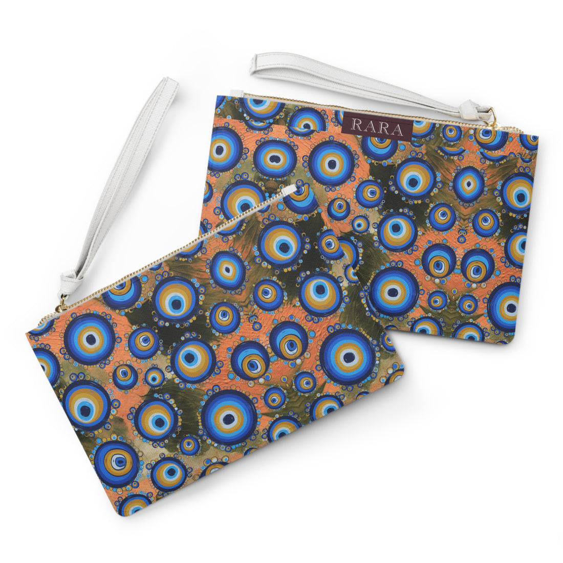 brush stroke evil eye print clutch bag