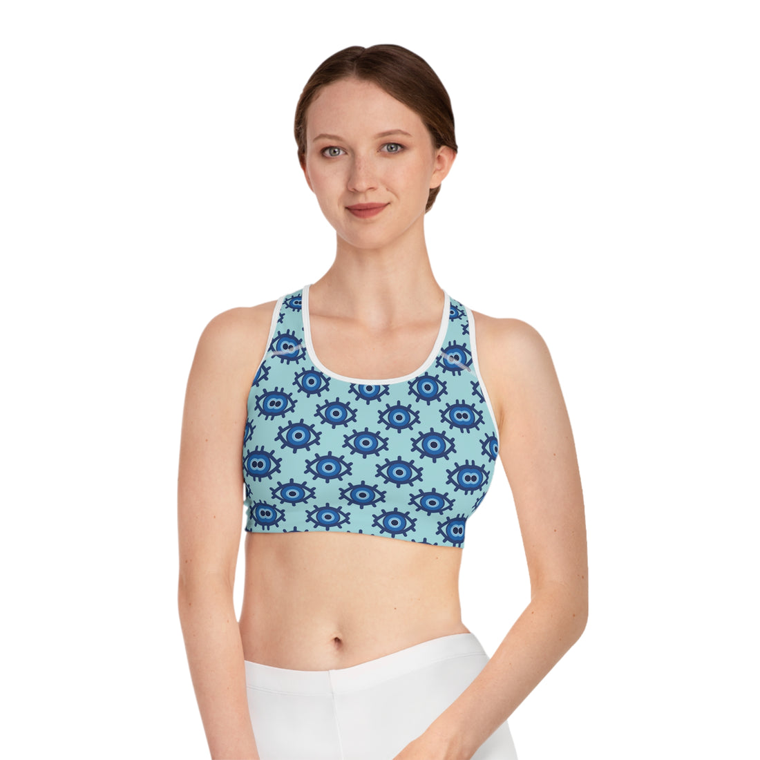 Icy Blue Evil Eye (AOP) Sports Bra