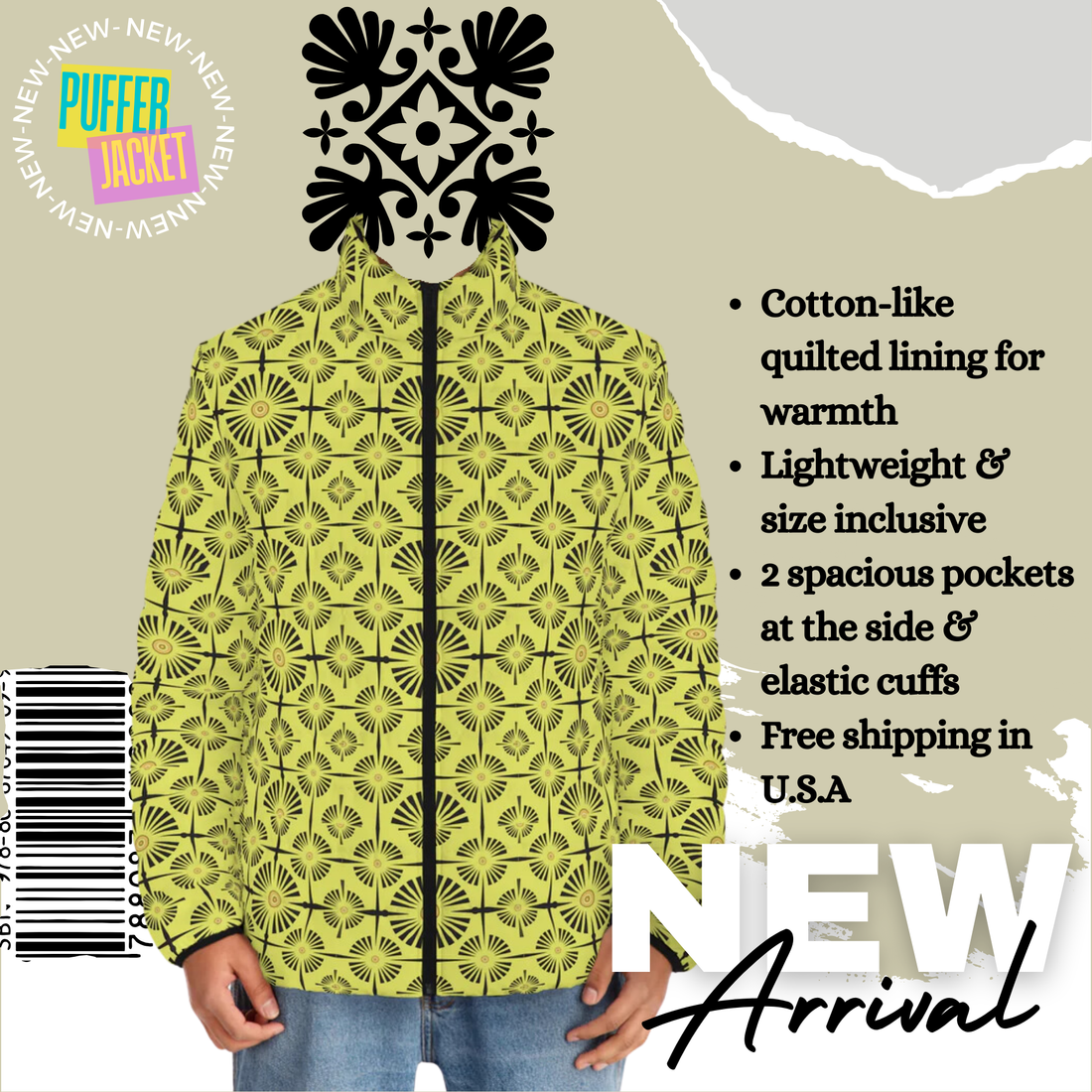 Canary Wheels & Spokes Men's Puffer Jacket
