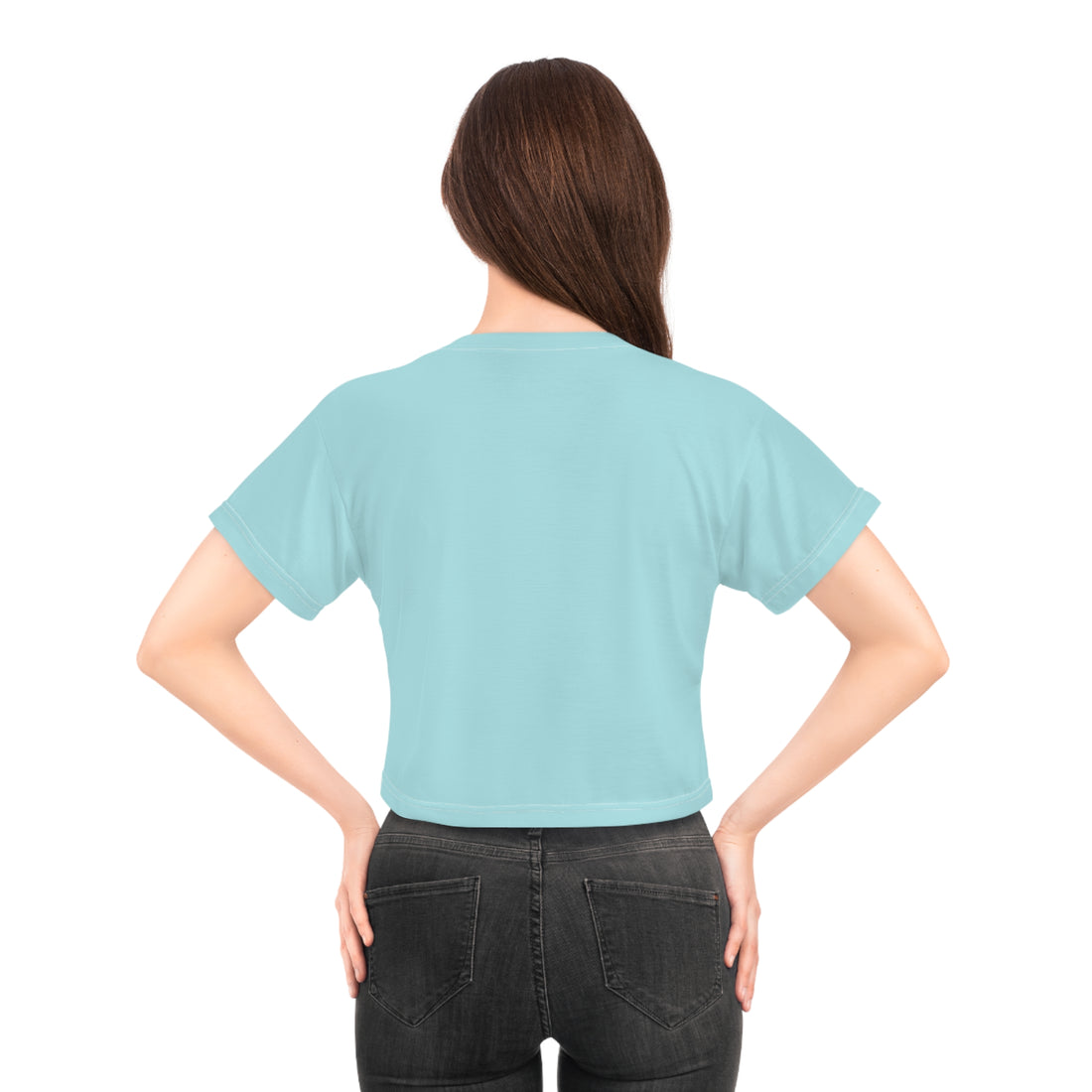 Icy Blue Millennial AOP Crop Tee