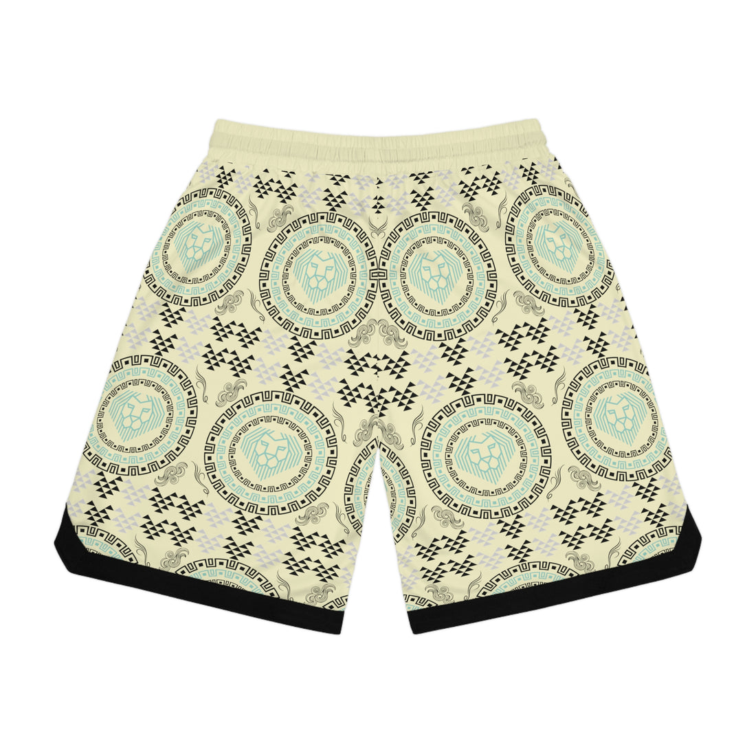 Cream Lion Head Basketball Rib Shorts (AOP)