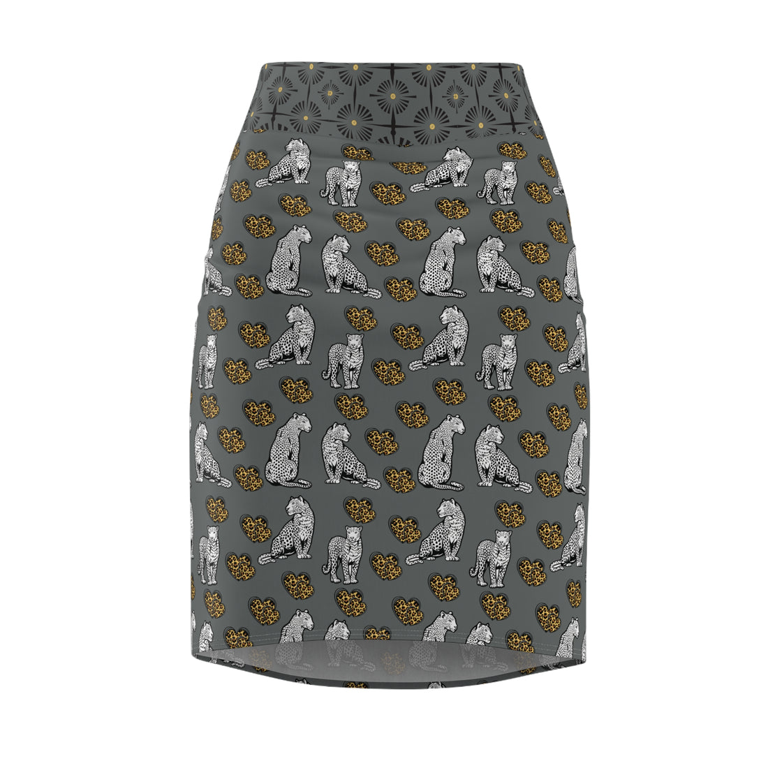 Ash Cheetah Hearts Pencil Skirt