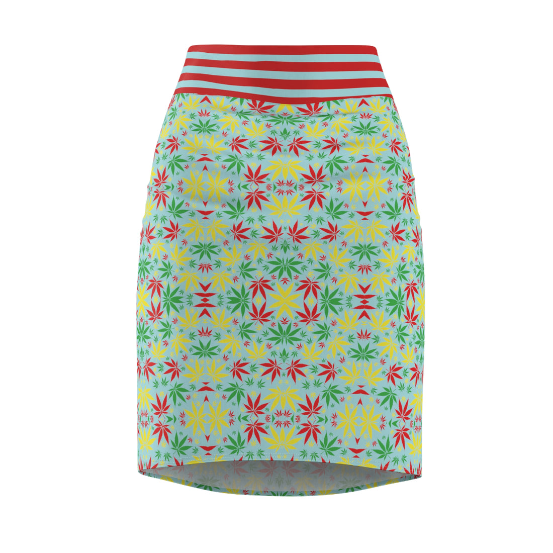 Icy Blue Tropical Rasta Toned Pencil Skirt