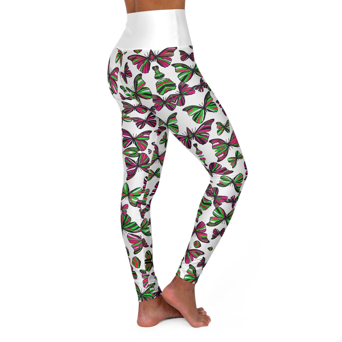 White butterfly kaleidoscope Yoga Leggings