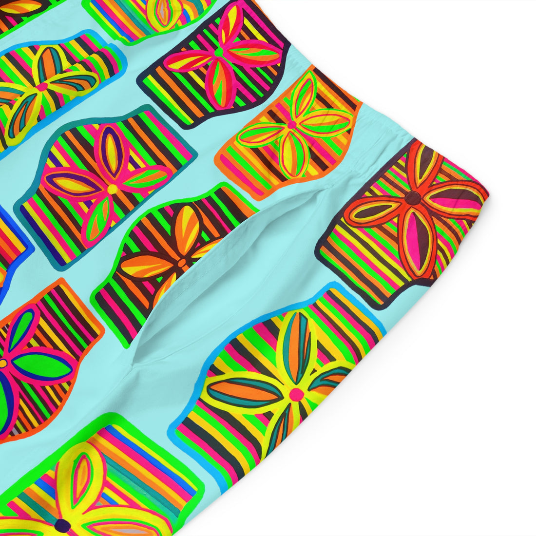 Icy Blue Deco Print Men's Board Shorts (AOP)