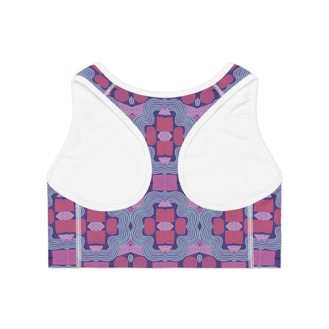 Pearl Purple Geometric Print (AOP) Racerback Sports Bra