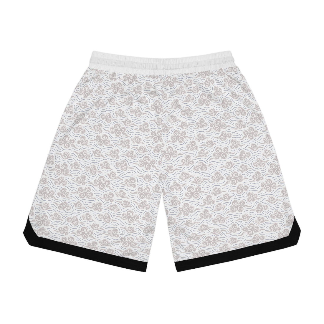 White Oriental Clouds Basketball Rib Shorts (AOP)