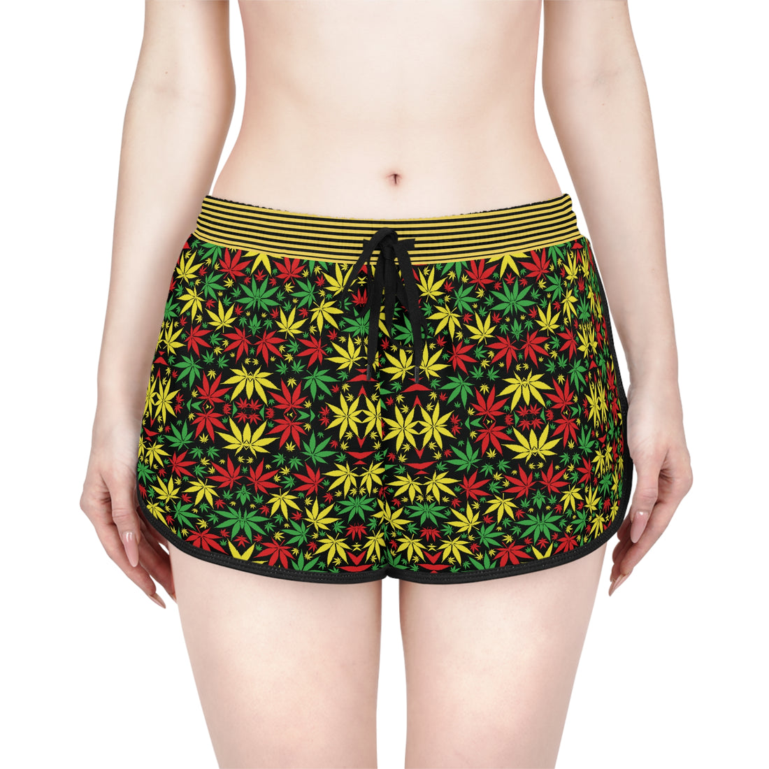 Black Tropical Rasta Toned Relaxed Gym Shorts