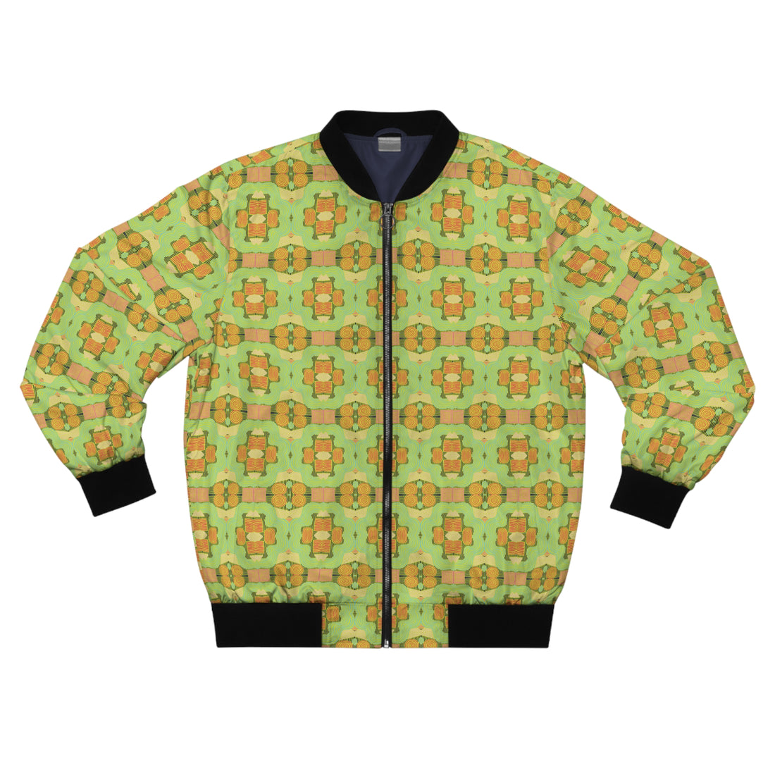Lime Geometric Print Men's Bomber Jacket